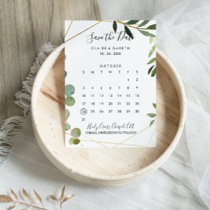 Save The Date Eucalyptus géométrique Gold Enregistrer le calendr