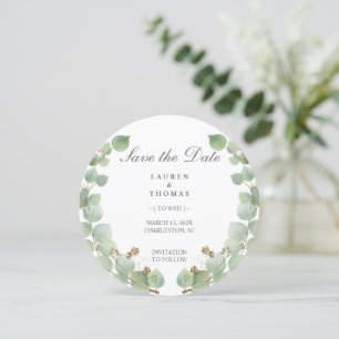 Save The Date Eucalyptus Gold Parties scintillant