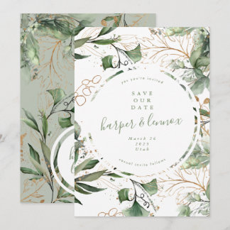 Save The Date Eucalyptus Golden Boho moderne automne Pampas Circ