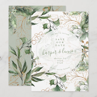 Save The Date Eucalyptus Golden Boho moderne automne Pampas Circ