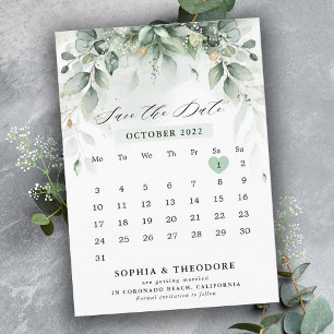 Save The Date Eucalyptus Gomme verte Botanique Calendrier rustiq