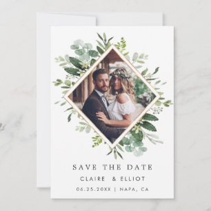 Save The Date Eucalyptus Green Folift Wreath Photo