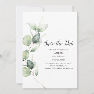 Save The Date Eucalyptus Green Script Enregistrer la date