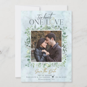 Save The Date Eucalyptus Marbre photo mariage Enregistrer la dat