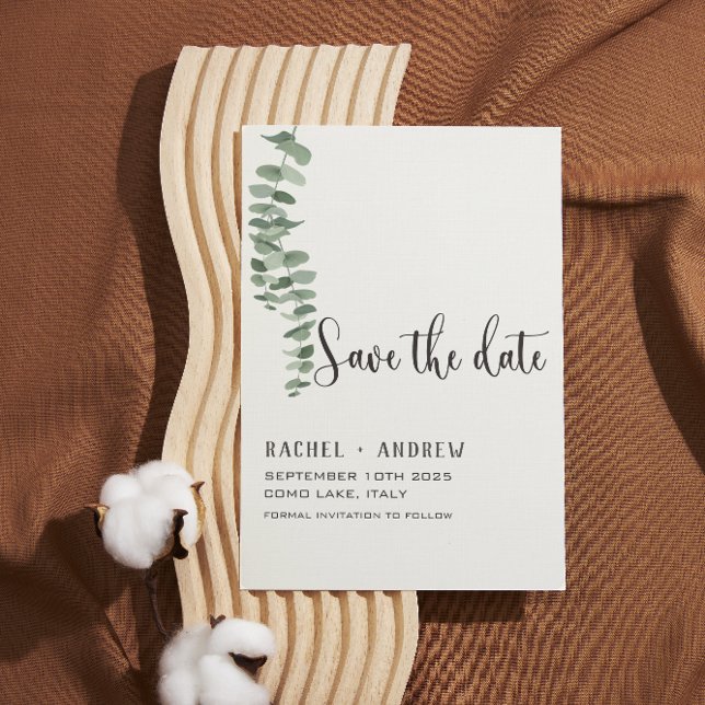 Save The Date Eucalyptus Mariage botanique élégant moderne simpl (Créateur téléchargé)