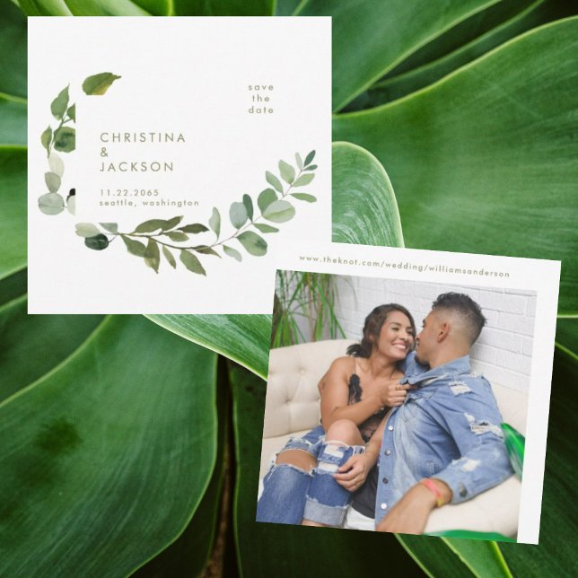Save The Date Eucalyptus Mariage Photo Enregistrer la date Gold  (Créateur téléchargé)