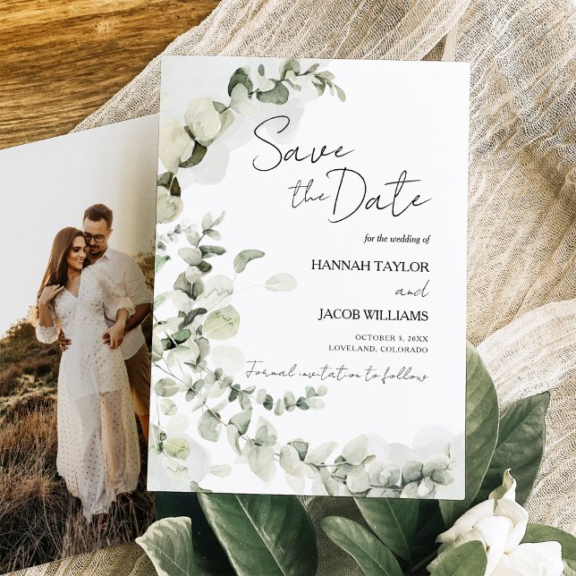 Save The Date Eucalyptus Mariage Sage Green Photo (Créateur téléchargé)