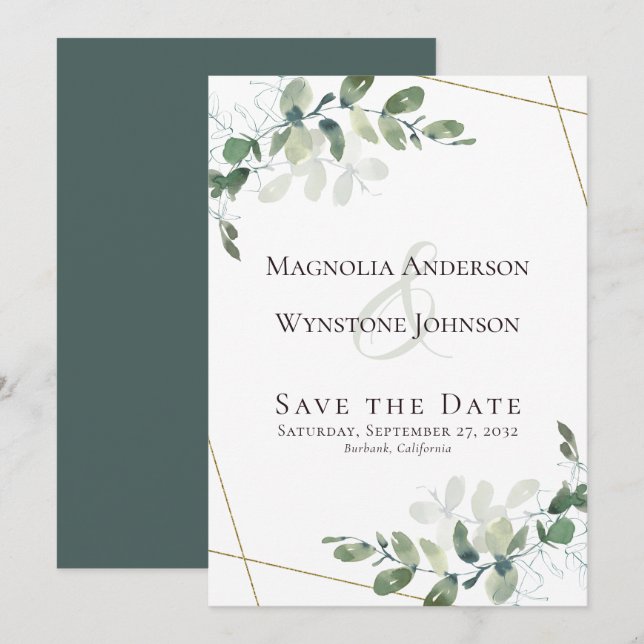 Save The Date Eucalyptus Mariage Succulent Sauvez La Dat (Devant / Derrière)