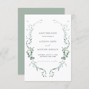 Save The Date Eucalyptus moderne verdure Élégant Mariage de jard