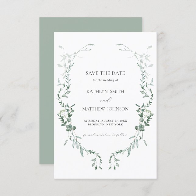 Save The Date Eucalyptus moderne verdure Élégant Mariage de jard (Créateur téléchargé)