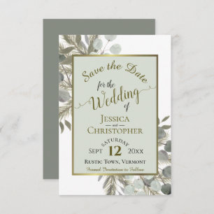 Save The Date Eucalyptus Russe Aquarelle & Mariage Sage Pin