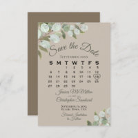 Eucalyptus Rustique Calendrier vert Tan Mariage