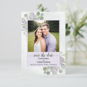 Save The Date Eucalyptus rustique & Lavande violet Mariage photo
