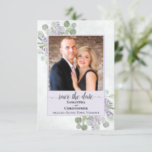 Save The Date Eucalyptus rustique & Lavande violet Mariage photo