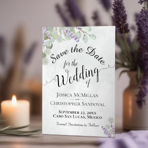 Save The Date Eucalyptus rustique & Lavender Elegant Mariage Boh