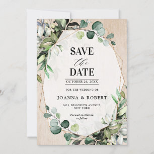 Save The Date Eucalyptus Sage Verdure Mariage géométrique modern