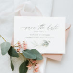 Save The Date Eucalyptus sauge vert or mariage enregistrer la da<br><div class="desc">Etherial aquarelle feuillage et l'effet or métallique mariage enregistrer la date invitation. Avec de beaux détails aquarelle. Cette invitation de mariage moderne est sûr de définir le style pour votre grand jour.</div>
