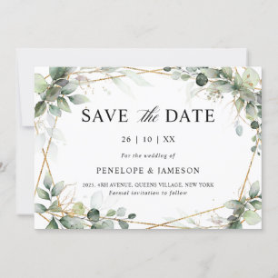 Save The Date Eucalyptus Verdure Botanique Mariage géométrique S