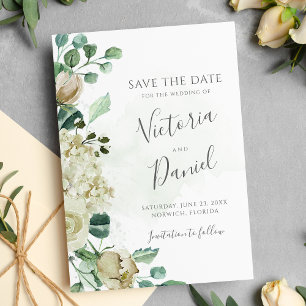 Save The Date Eucalyptus Verdure Feuilles Élégant Mariage Floral