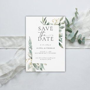 Save The Date Eucalyptus Verdure Moderne Élégant Mariage chic