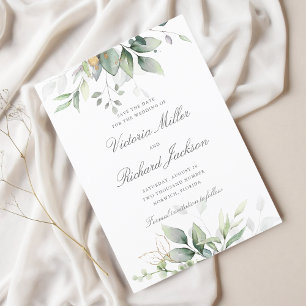 Save The Date Eucalyptus Verdure Or Feuilles mariage élégant