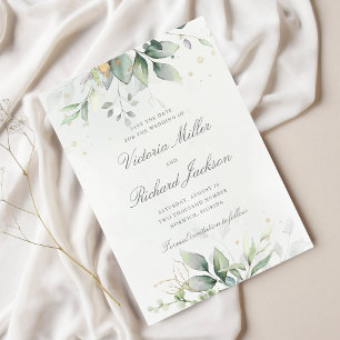 Save The Date Eucalyptus Verdure Or Feuilles mariage élégant