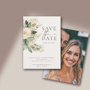 Save The Date Eucalyptus Verdure Or Vert Mariage élégant