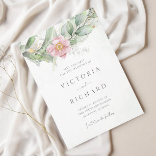 Save The Date Eucalyptus Verdure rose Floral Élégant Mariage