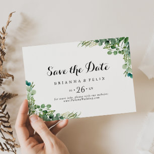 Save The Date Eucalyptus vert Botanique Mariage horizontal