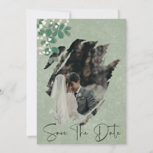Save The Date eucalyptus vert et Gypsophila photo mariage