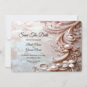 Save The Date Événement à ne pas manquer Pink Ornate Pearl et Fl