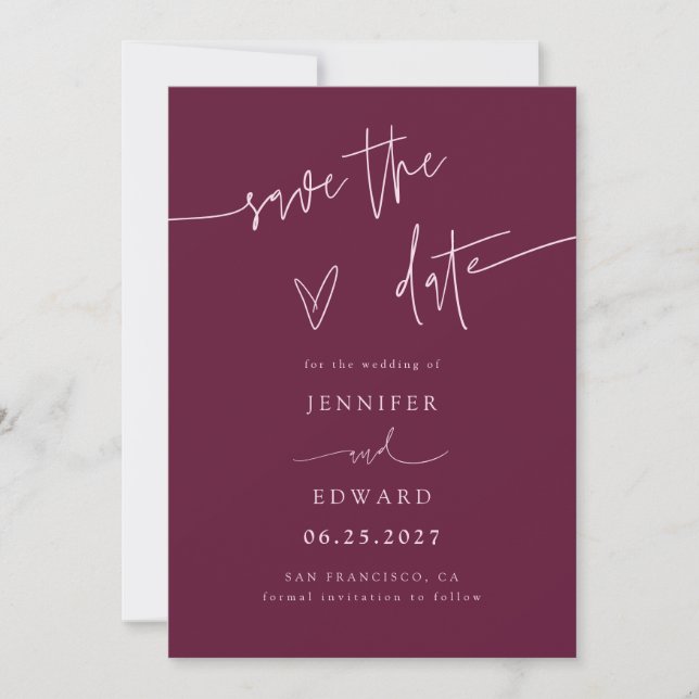 Save The Date Événement à Sauvegarder Mariage Cranberry Script (Devant)