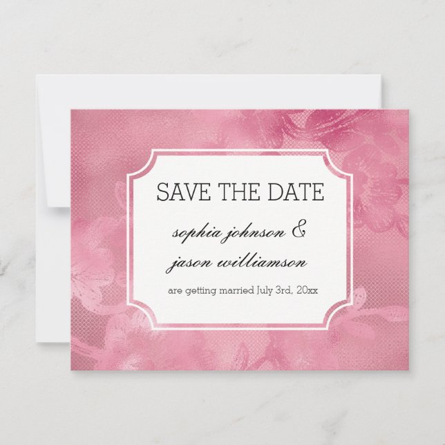 Save The Date Événement à sauver dentelle florale rose (Devant)