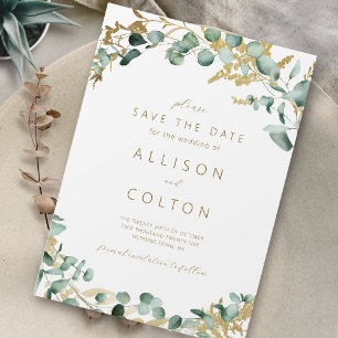 Save The Date Événement à venir rustique eucalyptus or boho