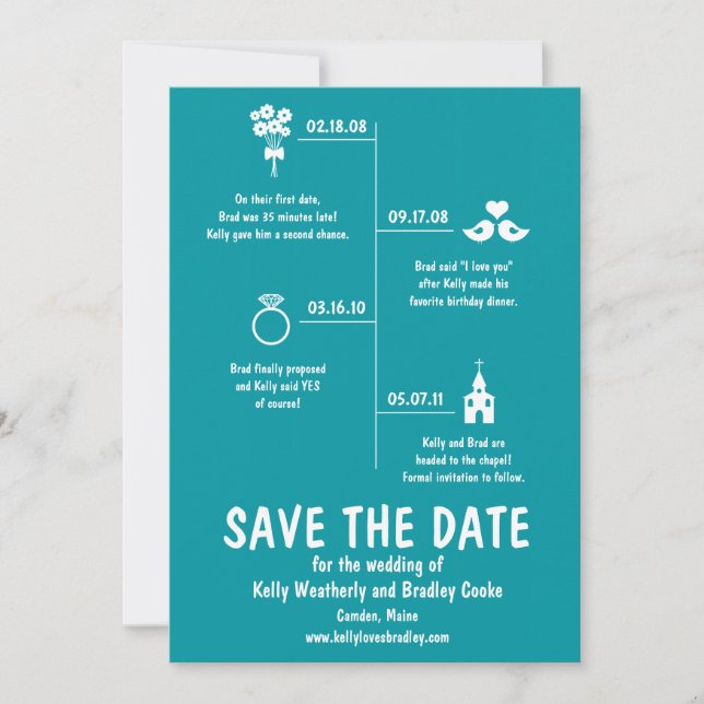 Save The Date Événement de relation Turquoise Sauvegarder la dat (Devant)