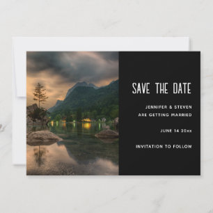 Save The Date Evening Mountain Lake Photographie - Mariage