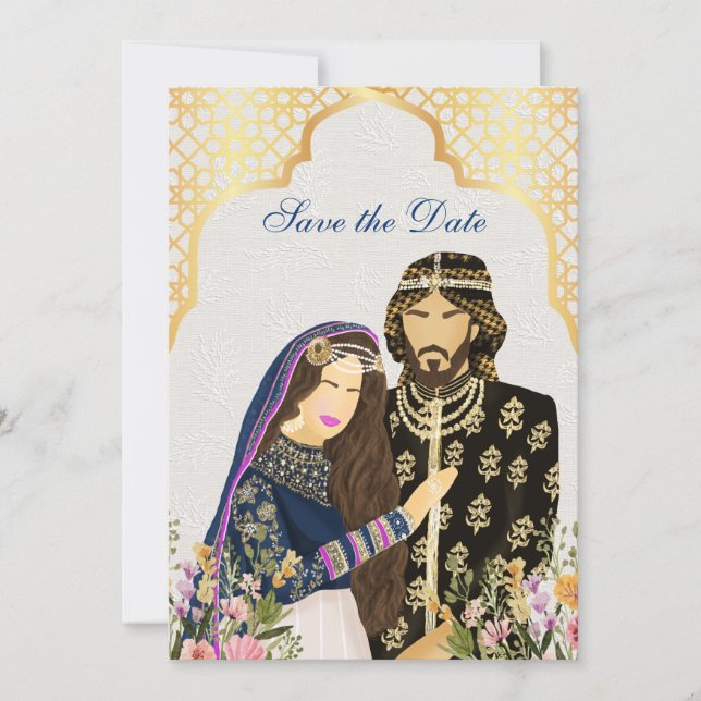Save The Date Exemple de couple mariage arabe (Devant)