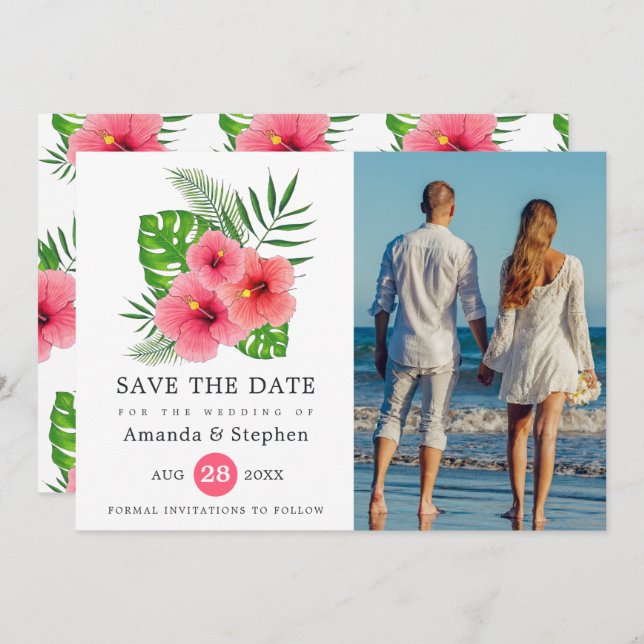 Save The Date Exotic Tropical Beach Mariage photo (Devant / Derrière)