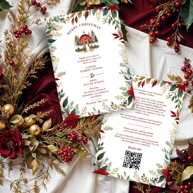 Save The Date Exquisite Rustic Barn Farmhouse Fall Floral Frame (Exquisite Rustic Christmas Country Church Style with Delicate Narrow Botanical Christmas Wildflowers)