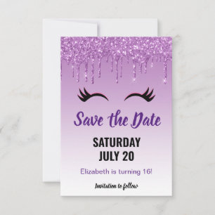 Save The Date Eyelashes rose et noir élégant sur Glitte de goutt