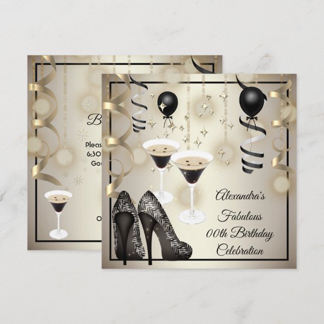 Save The Date Fabulos Talons de Martini à l'Espresso Fête (Devant / Derrière)