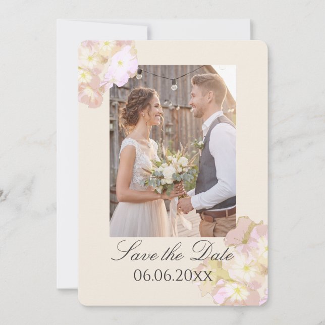 Save The Date Faire annonce de date de mariage florale estivale  (Devant)