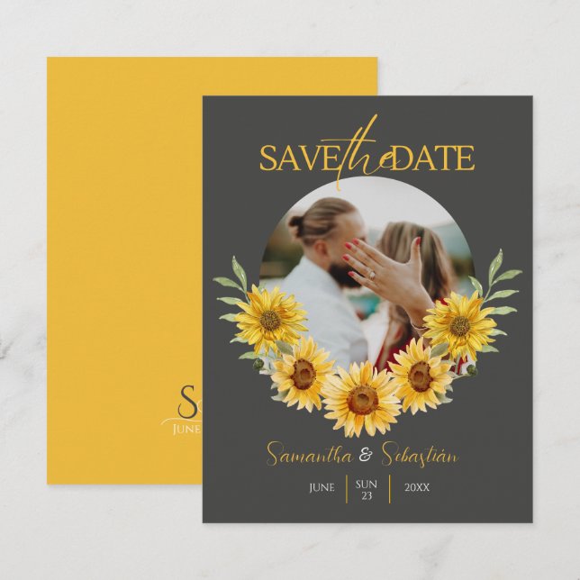 Save The Date Faire annonce de mariage à plat avec arche de tour (Devant / Derrière)