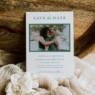 Save The Date Faire cadre photo de mariage sarcelle élégant