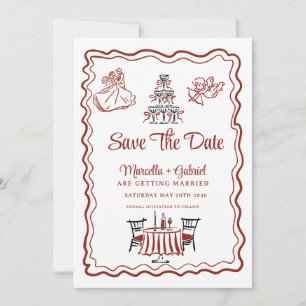 Save The Date Faire Dessin Doodles Mariage Italien Sauver La Dat