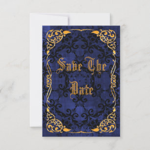 Save The Date Faire part de 40 ans Bleu gothique et doré