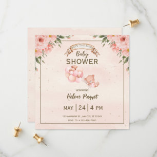 Save The Date Faire part de Baby Shower beige marron floral