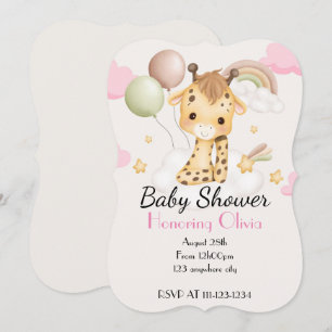 Save The Date Faire part de BABY SHOWER GIRAFFEAU