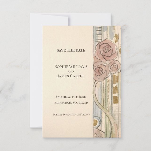 Save The Date Faire part de Blush Rose Nouveau (Devant)