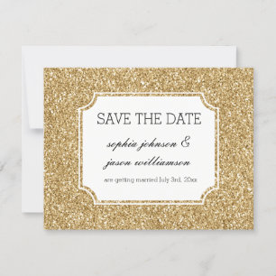 Save The Date Faire part de date de Gold Glitter